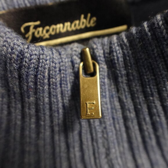 Faconnable wool quarter zip pullover sweater men's XXL blue - Picture 2 of 13